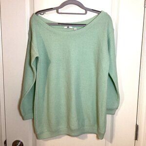 Uniqlo Women's Long Sweater Mint Green Size M Boat Neck Baggy Oversized Comfy